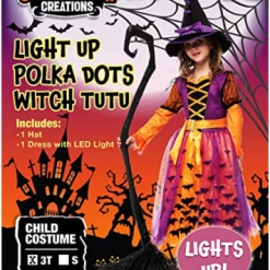 Spooktacular Creations LED Light Up Polka Dots Witch Tutu Costume For Role Play Cosplay- Child
