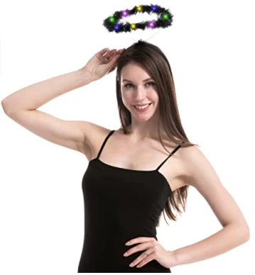 Spooktacular Creations Headwear Black LED Angel Halo Headband 4 Spooktacular Creations Headwear Black LED Angel Halo Headband
