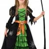 Spooktacular Creations Fairytale Green Cute Witch Dress Cosplay Costume Deluxe Set With Hat For Girls Child Costumes