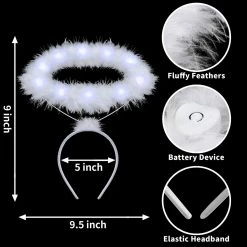 Spooktacular Creations Headwear White LED Angel Halo Headband Cosplay Kit Role Play Accessories