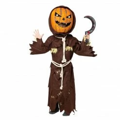 Spooktacular Creations Scary Scarecrow Pumpkin Costume W/Pumpkin Mask For Kids