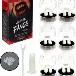 Spooktacular Creations Makeup & Blood Vampire Fangs False Teeth Cosplay Kit , 6 Pcs