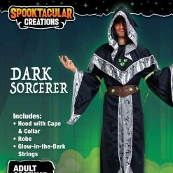 Spooktacular Creations Mystical Dark Sorcerer With Glow Arm Strings Cosplay Costumes For Men - Adult Classic Costumes
