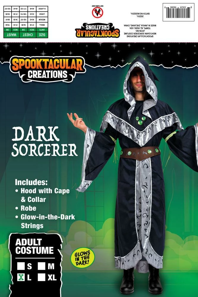 Spooktacular Creations Mystical Dark Sorcerer With Glow Arm Strings Cosplay Costumes For Men - Adult Classic Costumes 4 Spooktacular Creations Mystical Dark Sorcerer With Glow Arm Strings Cosplay Costumes For Men - Adult Classic Costumes