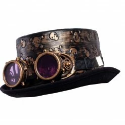 Spooktacular Creations Victorian Steampunk Top Hat W/Classic Goggles Vintage Accessories Set For Adult Cosplay