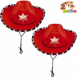 Spooktacular Creations Headwear Red Cowboy Hats Cosplay Accessories, 2 Packs