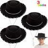 Spooktacular Creations Black Felt Cowboy Hats For Kids Cosplay, 3 Pack 1 Spooktacular Creations Black Felt Cowboy Hats For Kids Cosplay, 3 Pack