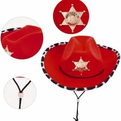 Spooktacular Creations Headwear Red Cowboy Hats Cosplay Accessories, 2 Packs