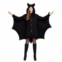 Spooktacular Creations Woman¡¯s Black Bat Zip Hoodie Cosplay Costume - Adult Animal Costumes
