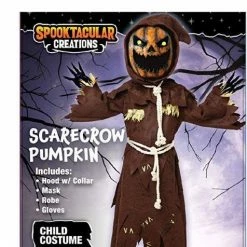 Spooktacular Creations Scary Scarecrow Pumpkin Costume W/Pumpkin Mask For Kids